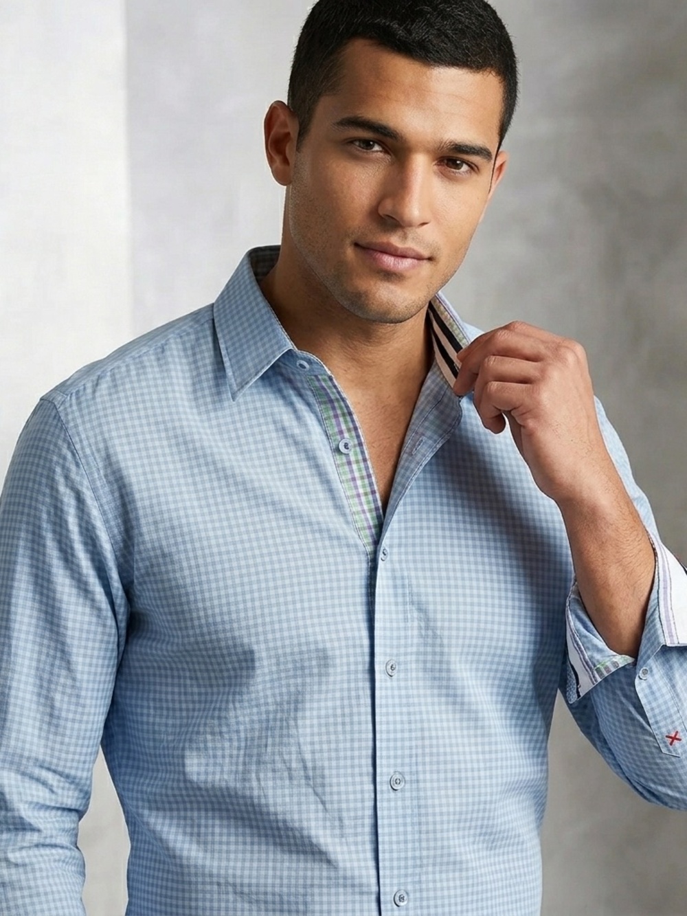 Robert Graham Blue Check Cotton Flip Cuff Long Sleeve Button Down Shirt 2XL